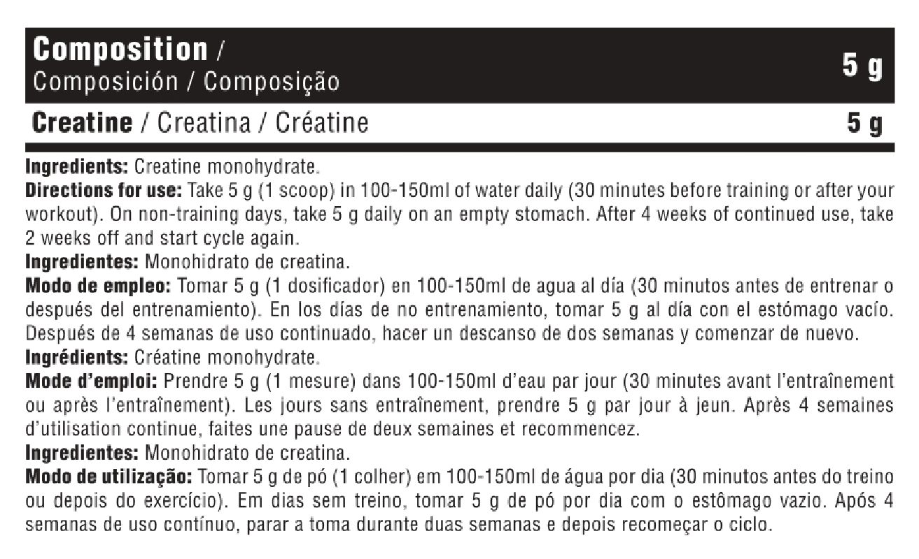 CREA 200 MESH CREATINE MONOHYDRATE 500 gr Sabor neutro