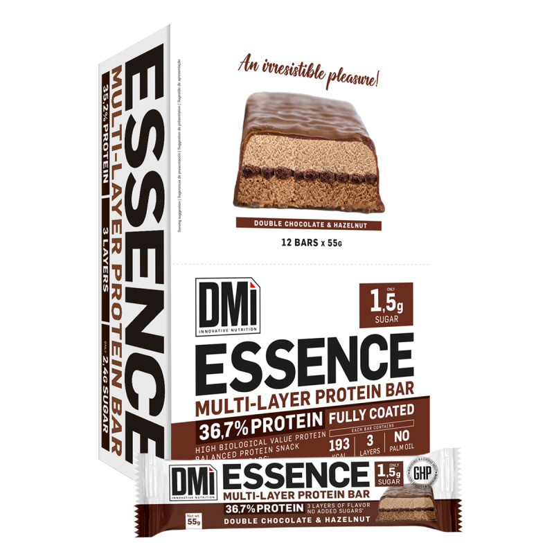 ESSENCE MULTI-LAYER PROTEIN BAR 12X55 grs Doble chocolate y avellanas