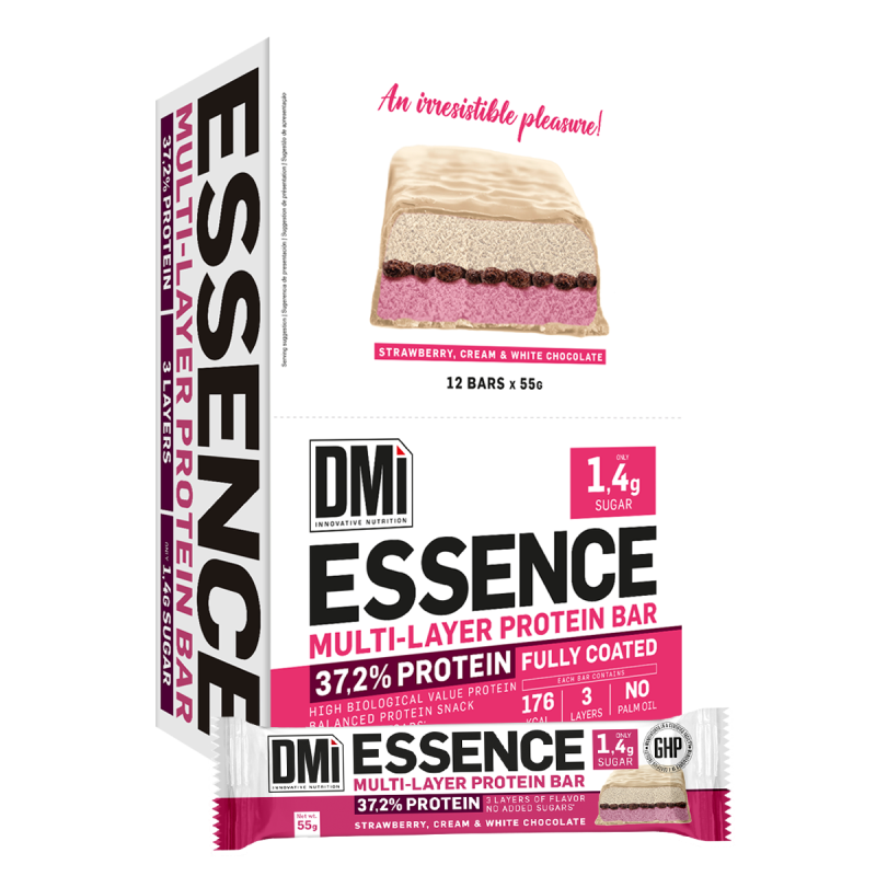 ESSENCE MULTI-LAYER PROTEIN BAR 12X55 grs Fresa, nata y chocolate blanco